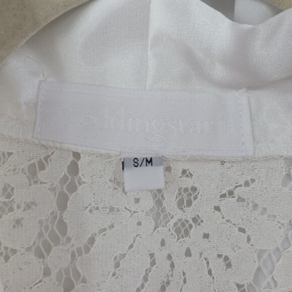 Weddingstar Lace Kimono Short Robe With Belt Can Be Used As Coverup Size S/M - Picture 5 of 12